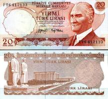 *20 Lír Turecko 1970, P187b UNC - Kliknutím na obrázok zatvorte -